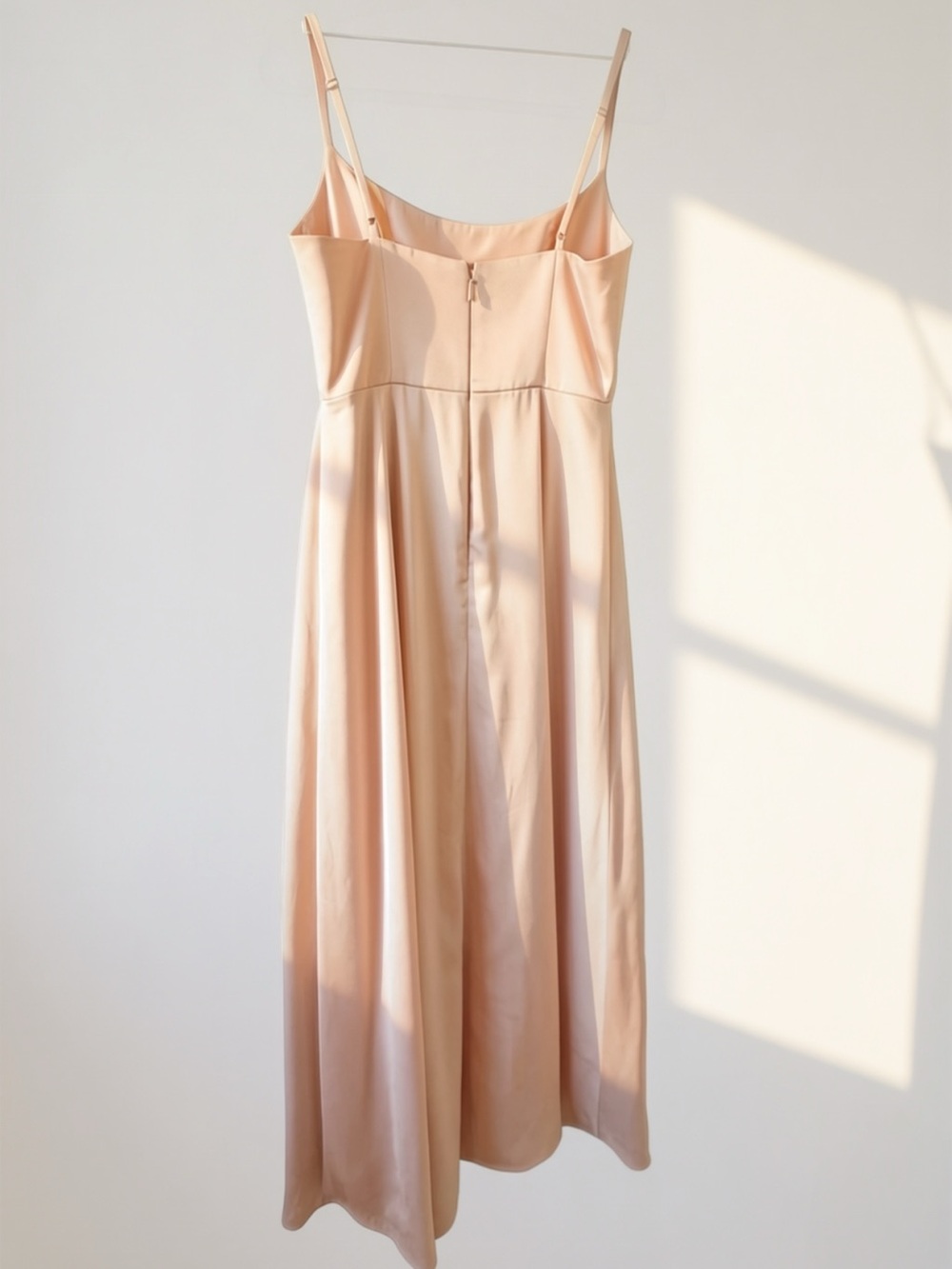 Azazie Blush Pink Satin Slip Gown with Slim Straps - Picture 3 of 5